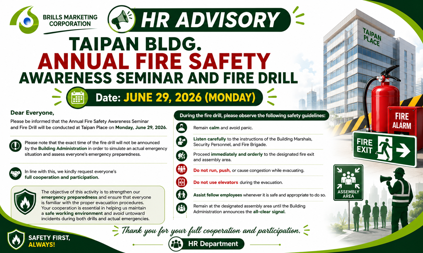 TAIPAN BLDG. ANNUAL FIRE SAFETY AWARENESS SEMINAR AND FIRE DRILL